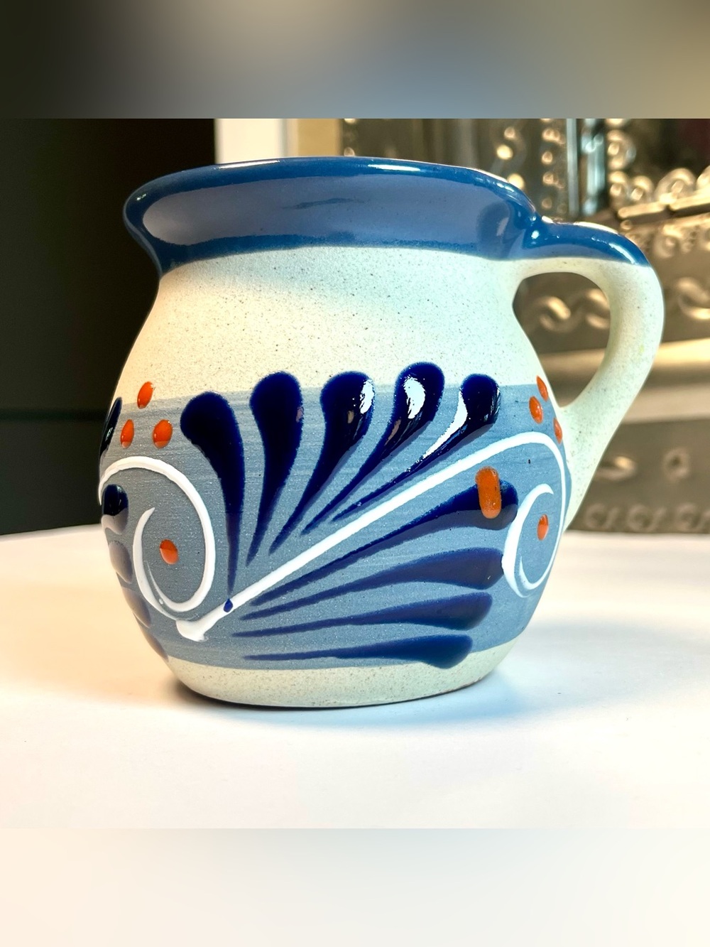 Jarrito Coffee Mug Mexican terracotta pottery art clay - Picture 2 of 9